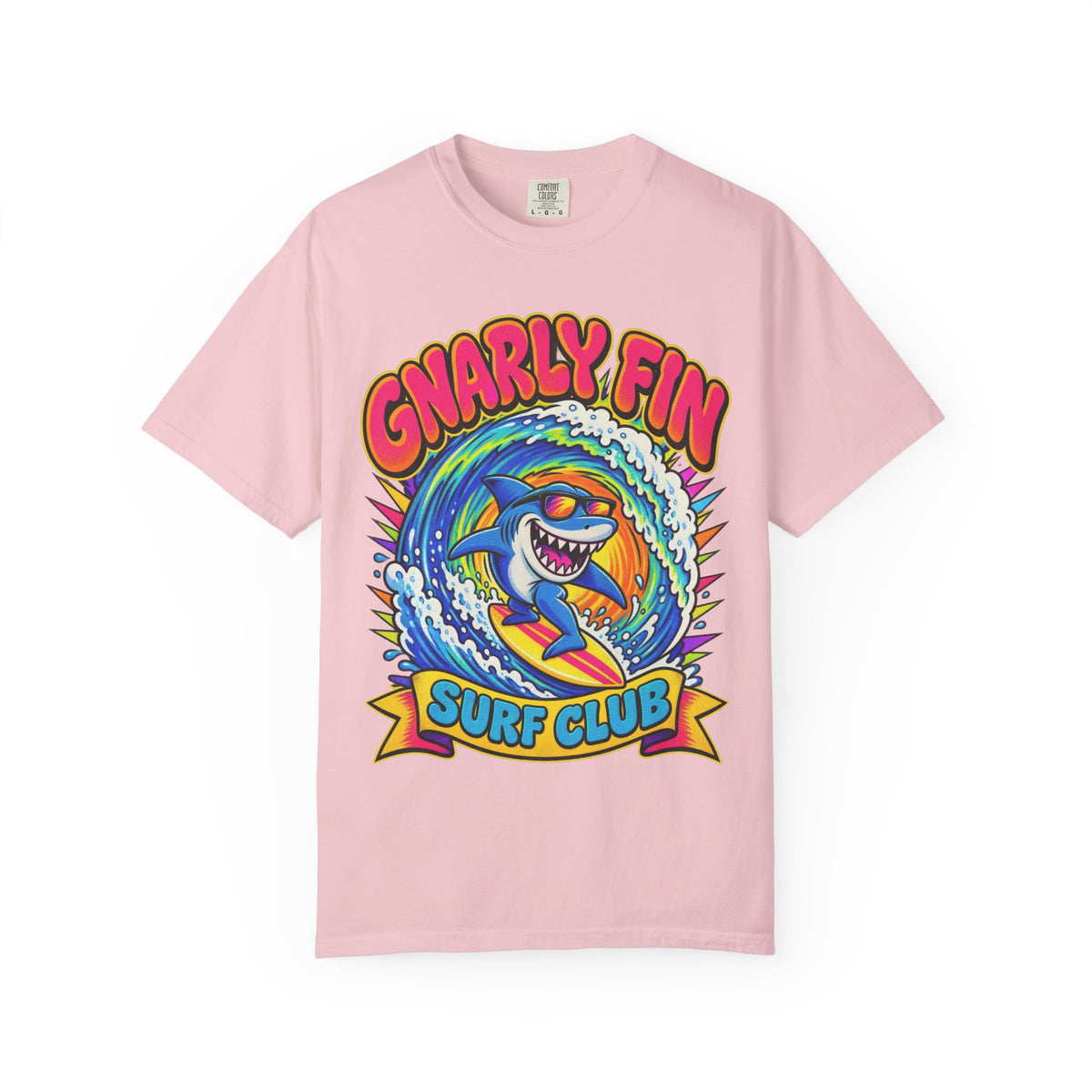 Gnarly Fin Surf Club Tee | Retro Shark Surf Shirt | Funny Shark T-Shirt | Comfort Colors