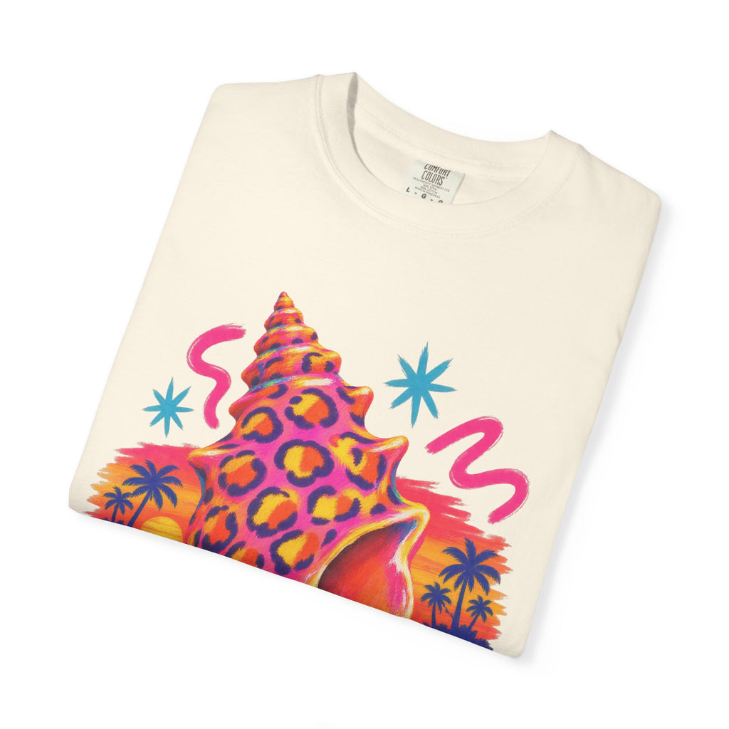 Leopard Conch Shell Shirt | Neon Sunset Beach Tee | Comfort Colors T-Shirt