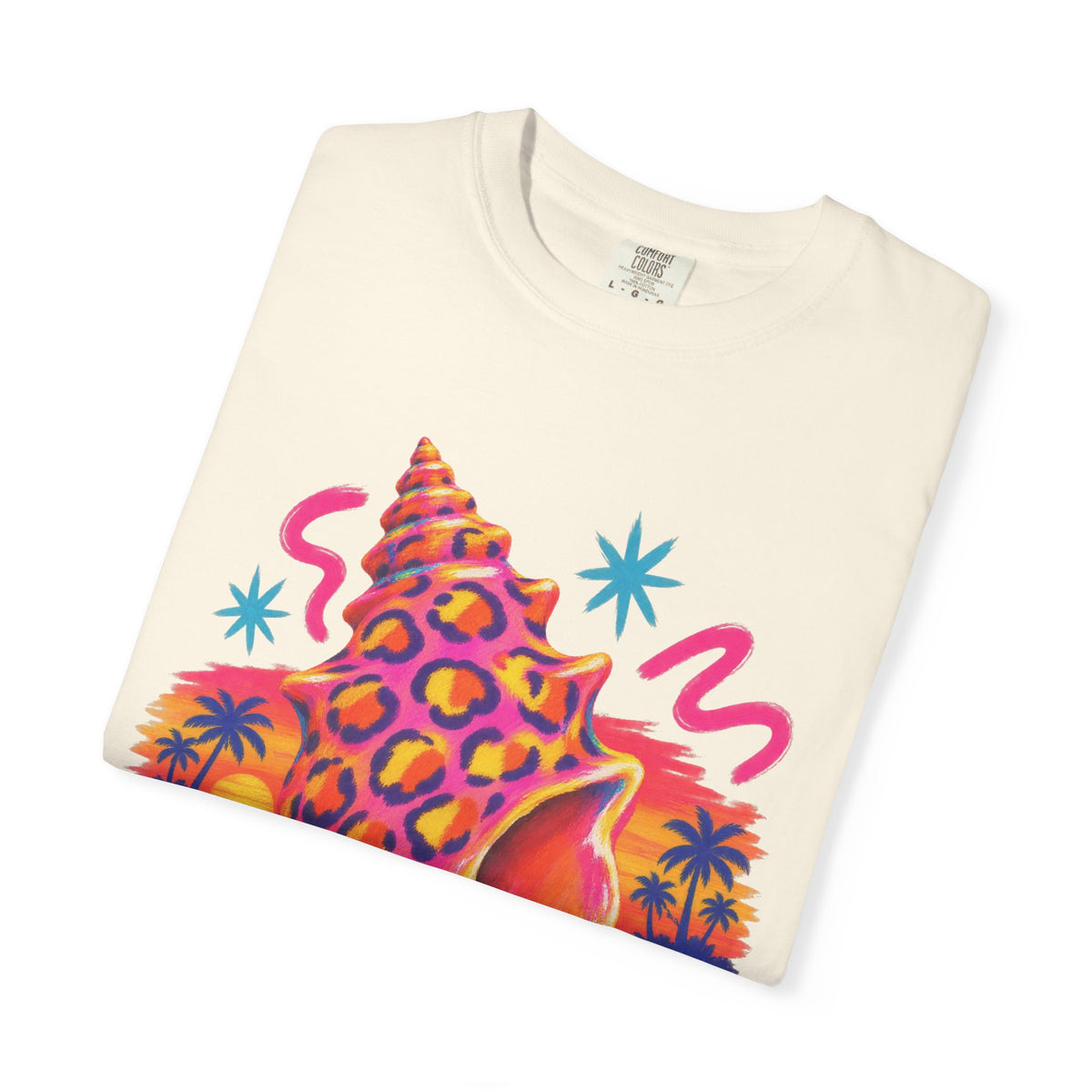 Leopard Conch Shell Shirt | Neon Sunset Beach Tee | Comfort Colors T-Shirt