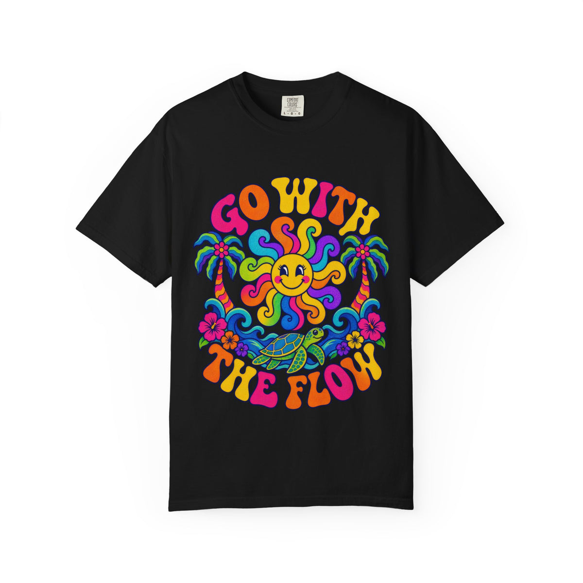 Go With The Flow Tee | Retro Wave Shirt | Positive Vibes T-Shirt | Comfort Colors