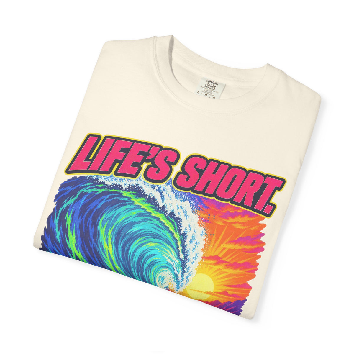 Life's Short Paddle Out Tee | Surf Motivation Shirt | Retro Surfboard T-Shirt | Comfort Colors