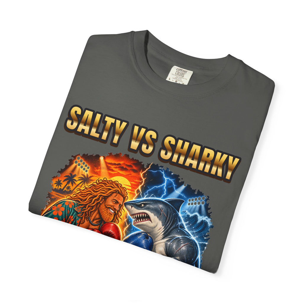 Salty vs Sharky Fight Shirt | Boxing Poster Surf Bootleg Tee | Comfort Colors T-Shirt