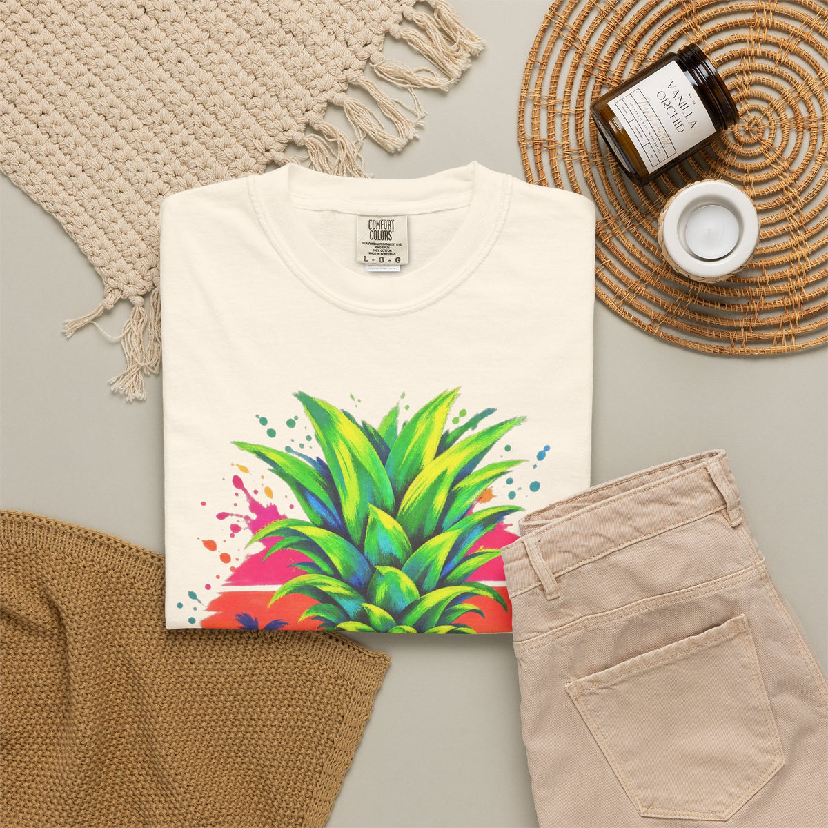 Neon Leopard Pineapple Shirt | Tropical Pineapple Sunset Tee | Comfort Colors T-Shirt