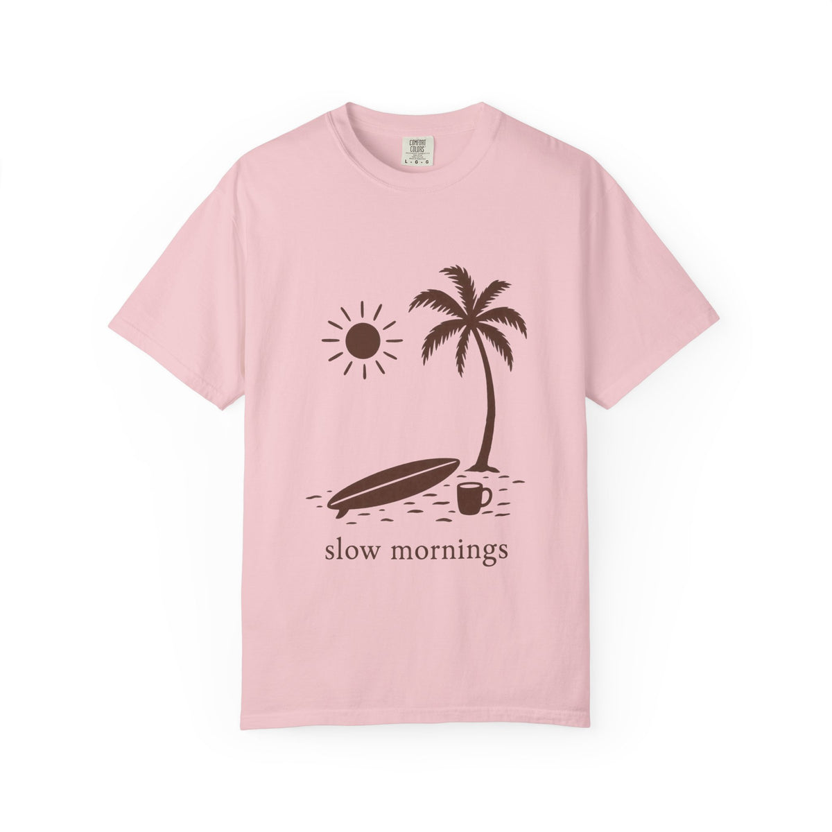 Slow Mornings Surf Shirt | Coffee And Surfboard Tee | Comfort Colors T-Shirt