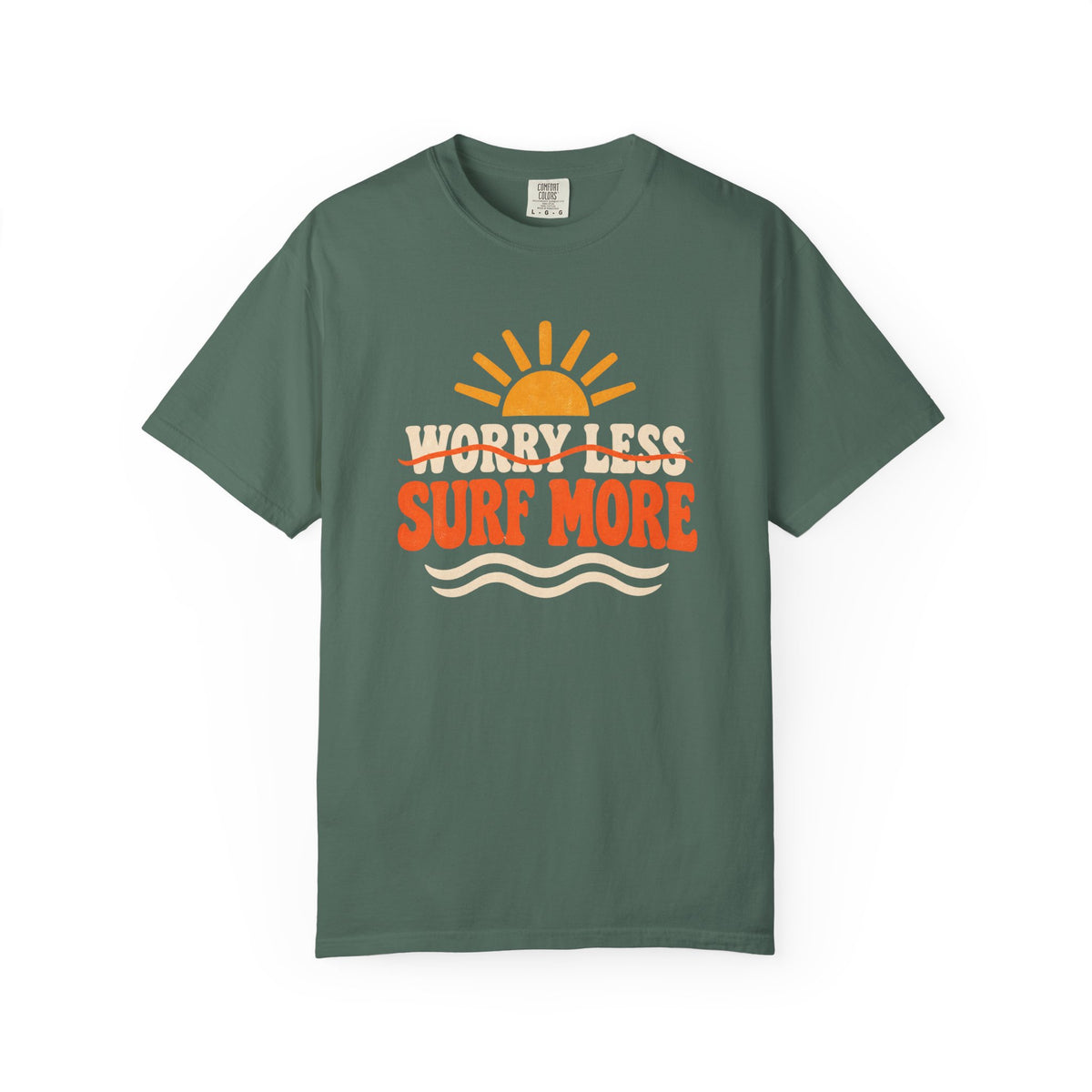 Worry Less Surf More Tee | Retro Sun Wave Shirt | Funny Surf T-Shirt | Comfort Colors Gift