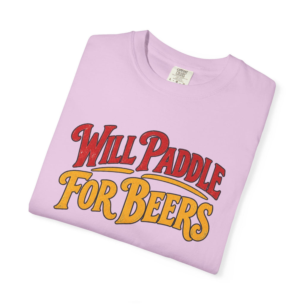 Will Paddle For Beers Tee | Funny Surf Beer Shirt | Kayak SUP Paddle T-Shirt | Comfort Colors Surfer Gift
