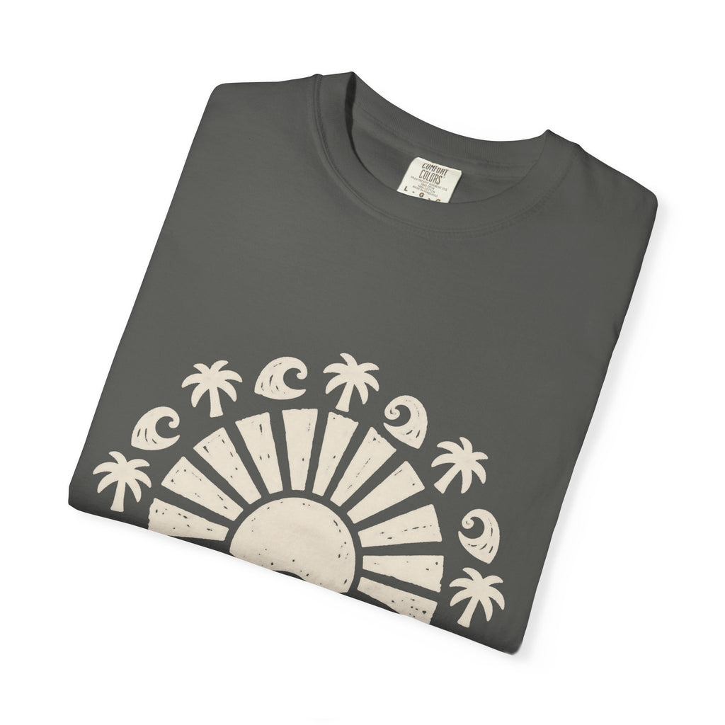 Linocut Sun Wave Shirt | Minimal Palm Medallion Tee | Comfort Colors T-Shirt
