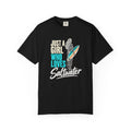Just A Girl Who Loves Saltwater Tee | Surfer Girl Shirt | Line Art Surf T-Shirt | Comfort Colors Gift