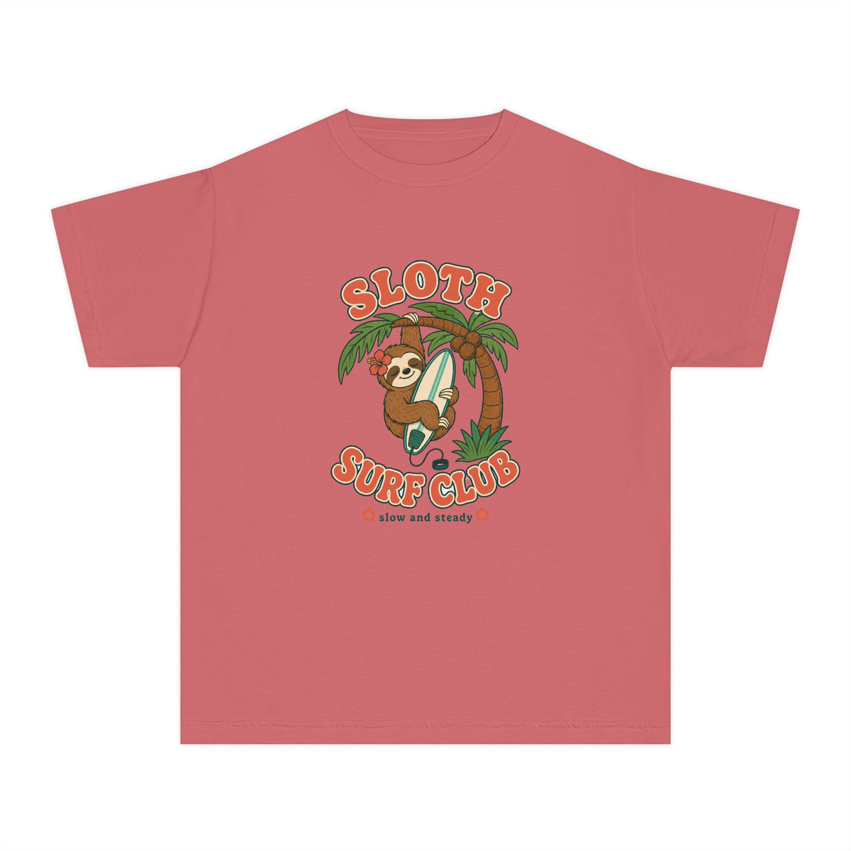 Sloth Surf Club Kids Tee | Sloth Kids Shirt | Youth Beach T-Shirt | Surf Kid Gift