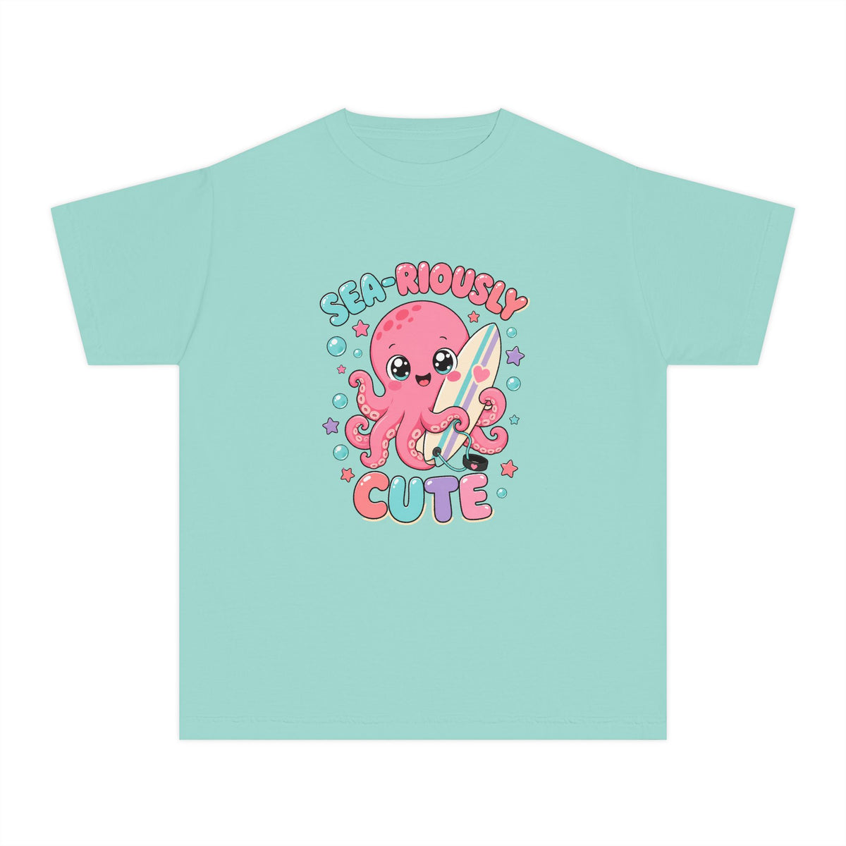 Sea-Riously Cute Kids Tee | Cute Octopus Kids Shirt | Youth Beach T-Shirt | Surf Kid Gift