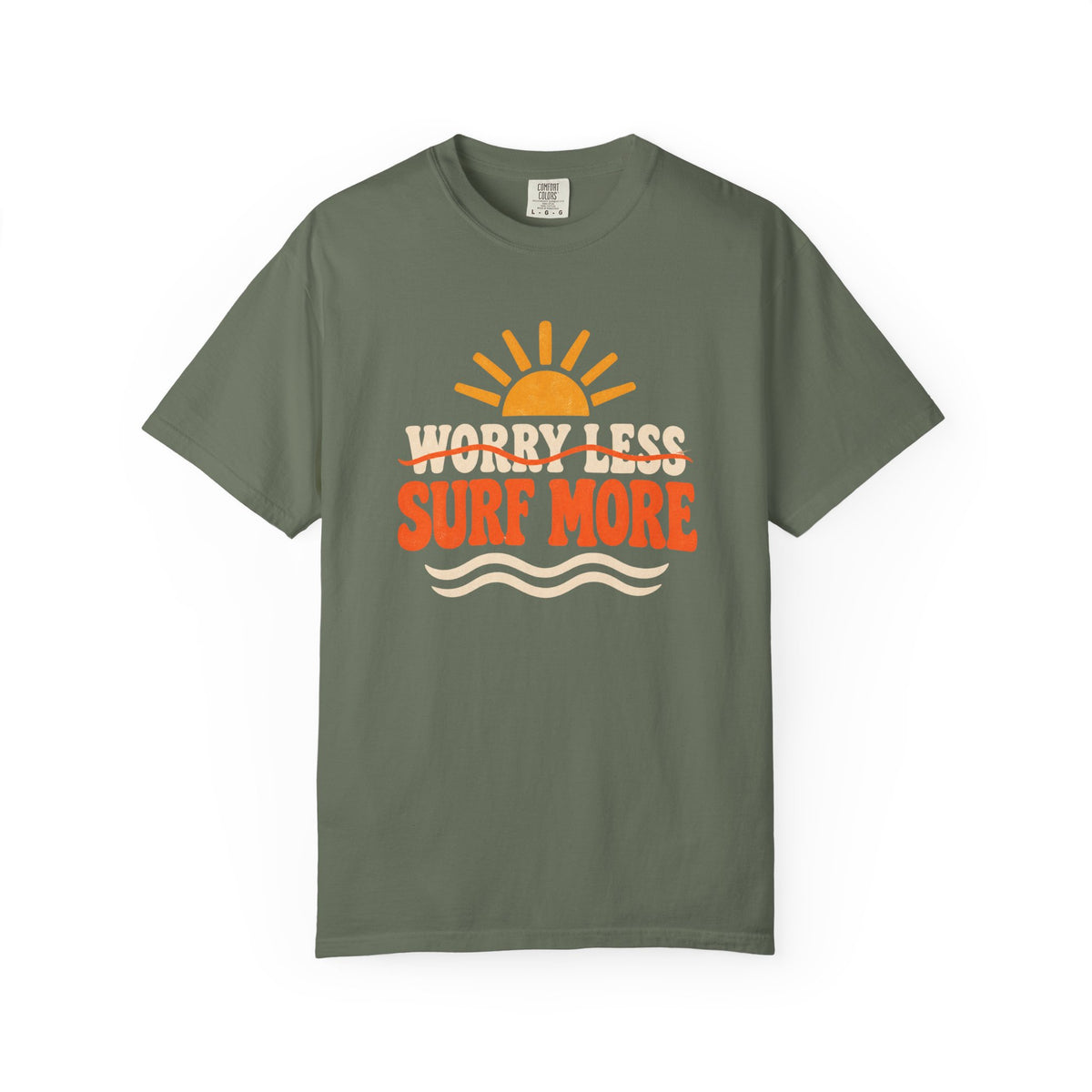 Worry Less Surf More Tee | Retro Sun Wave Shirt | Funny Surf T-Shirt | Comfort Colors Gift