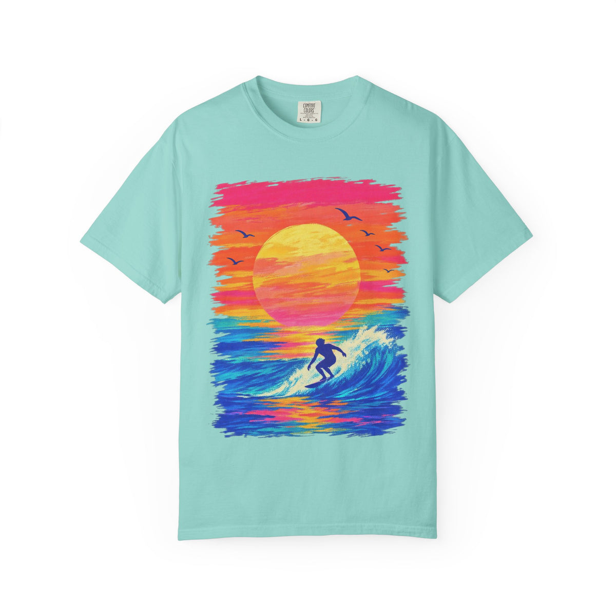 Grunge Sunset Surfer Shirt | Retro Stripe Surf Tee | Comfort Colors T-Shirt