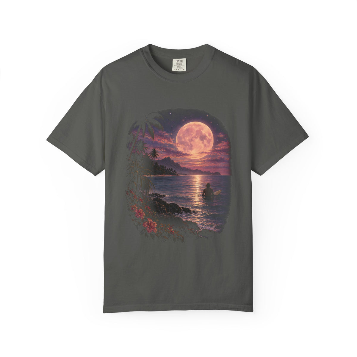 Pink Moon Paddle Shirt | Vintage Moonlight Surfer Tee | Comfort Colors T-Shirt