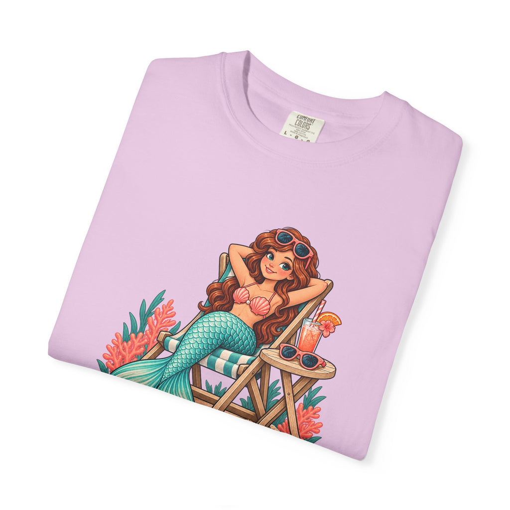 Mermaid Off Duty Tee | Cute Mermaid Beach Chair Shirt | Funny Vacation T-Shirt | Comfort Colors Watermelon