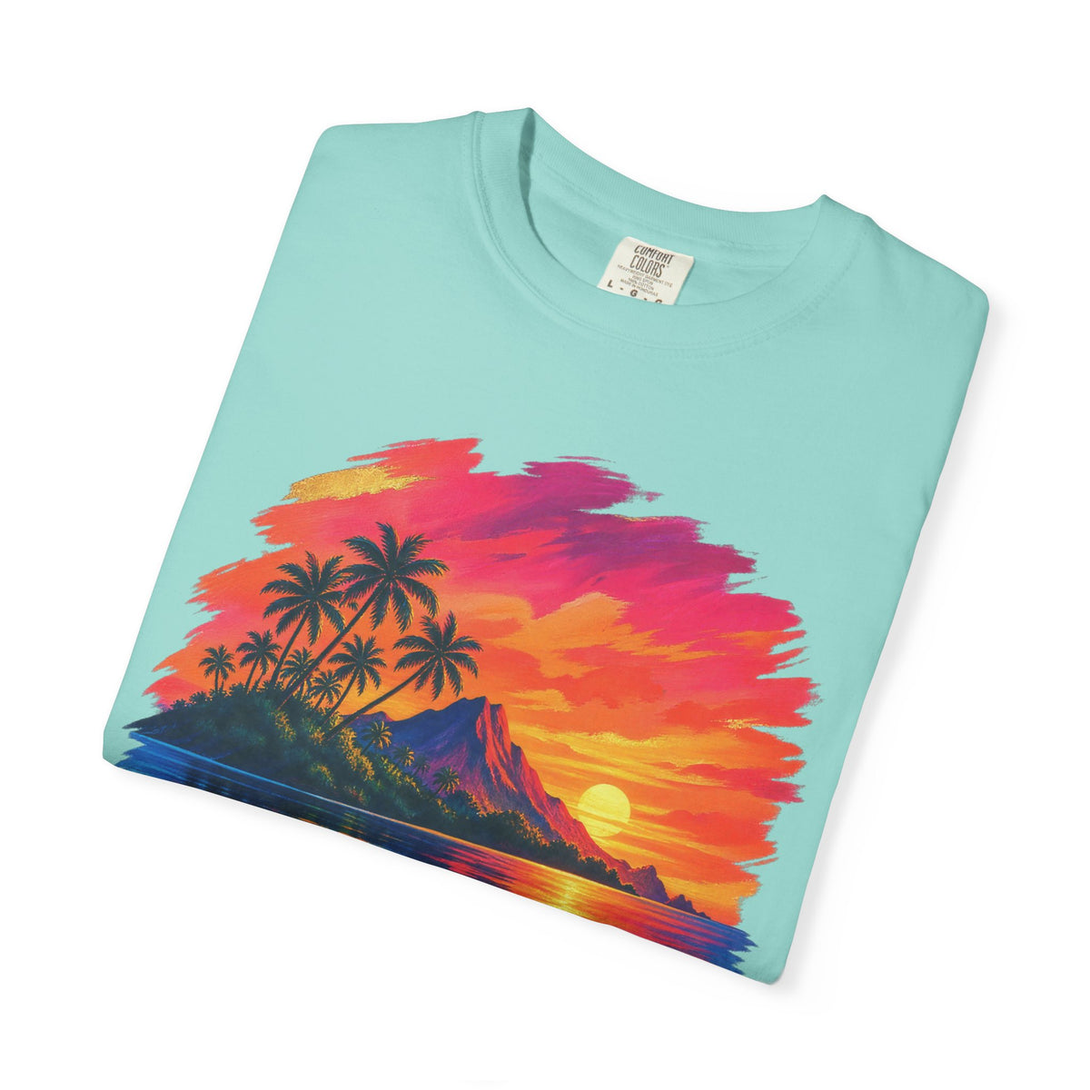 Volcano Island Sunset Shirt | Tropical Island Wave Tee | Comfort Colors T-Shirt