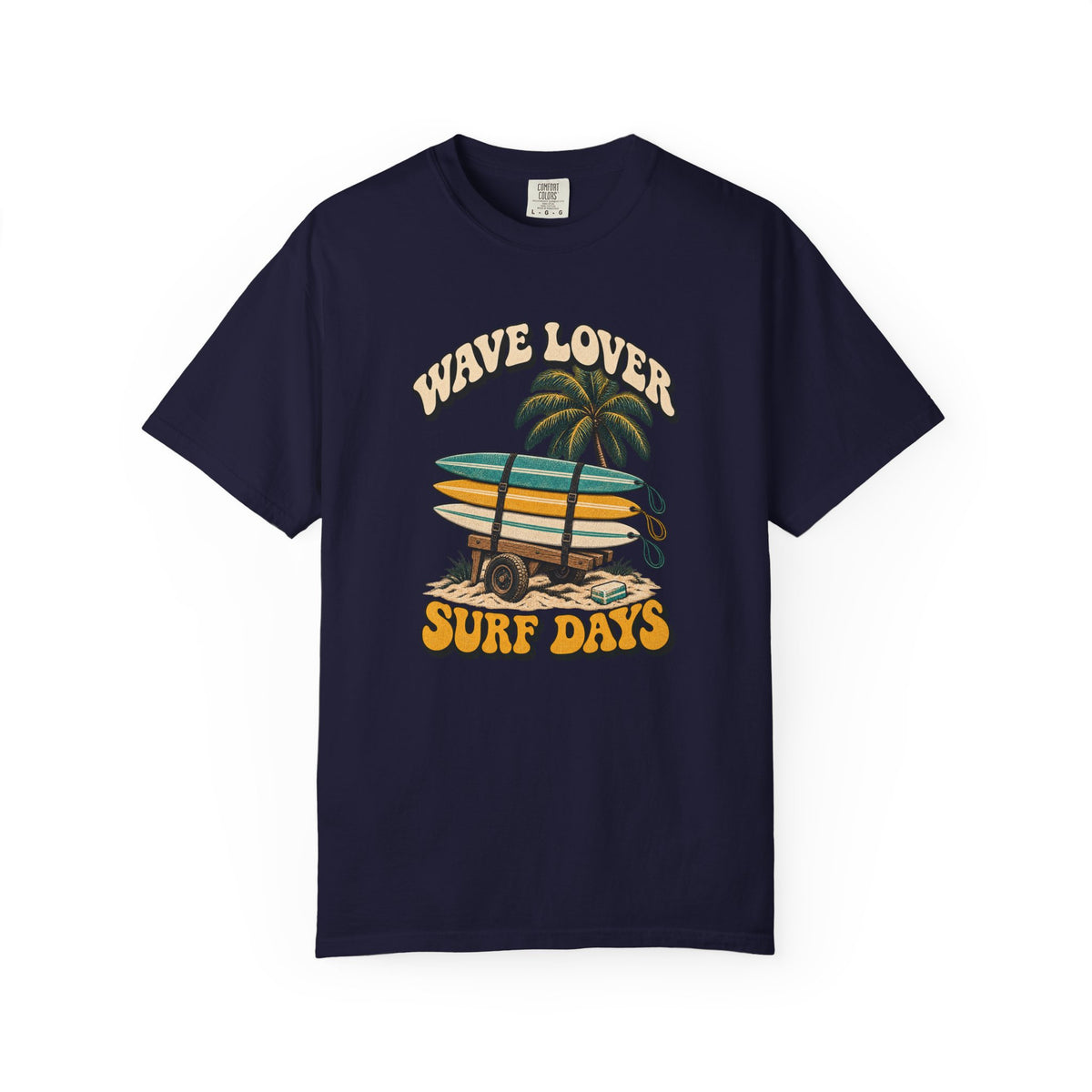 Wave Lover Surf Days Tee | Retro Surfboard Cart Shirt | Vintage Beach T-Shirt | Comfort Colors Gift