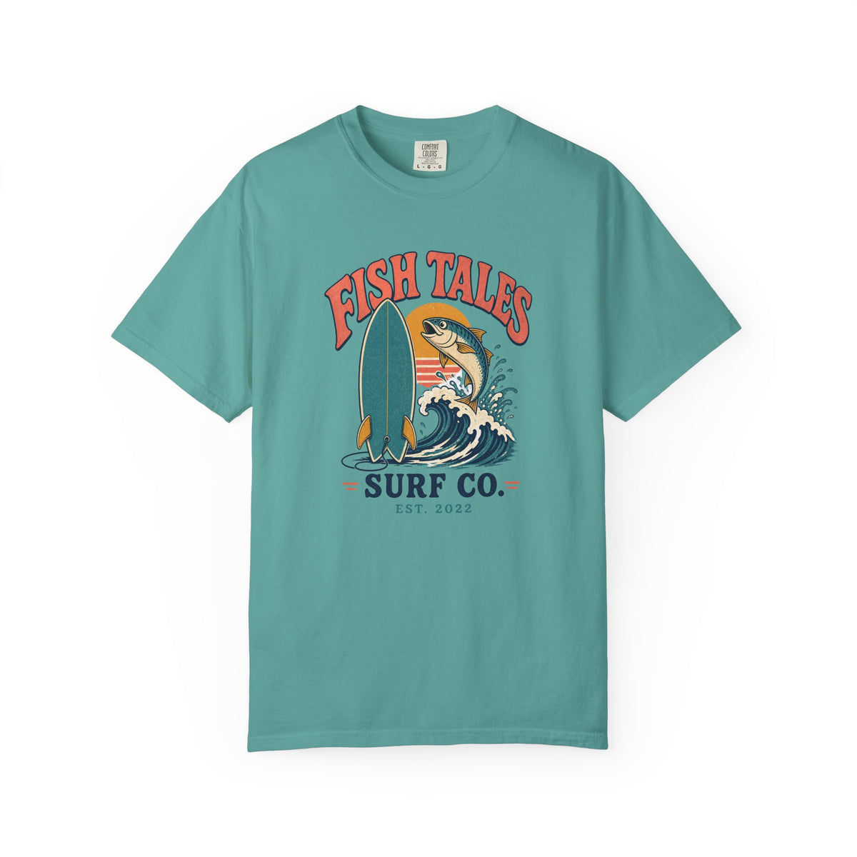 Fish Tales Surf Co. Tee | Retro Fish Board Shirt | Retro Beach T-Shirt | Comfort Colors Gift