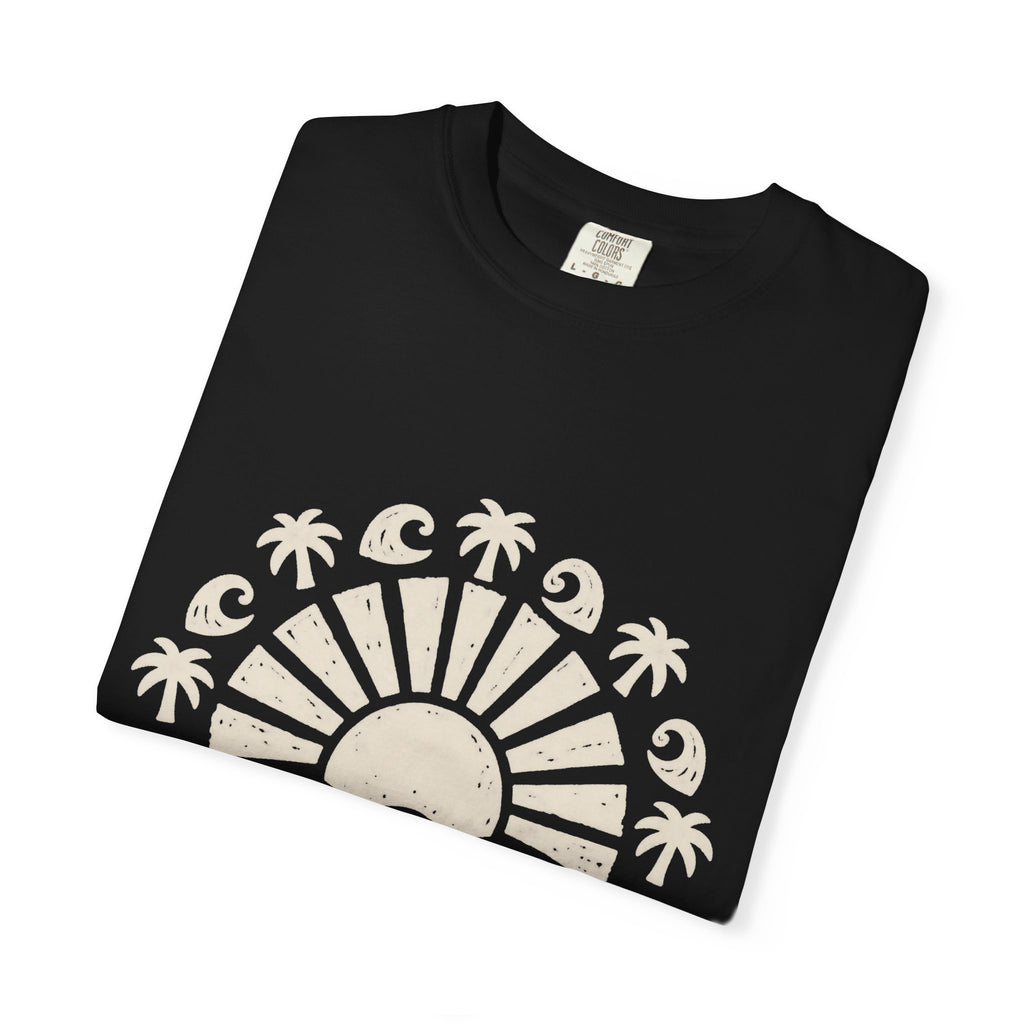Linocut Sun Wave Shirt | Minimal Palm Medallion Tee | Comfort Colors T-Shirt