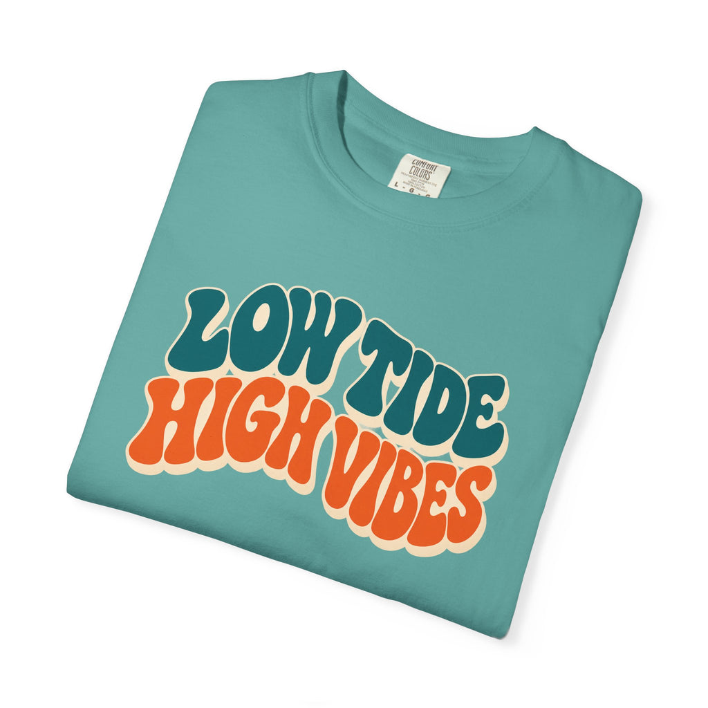 Low Tide High Vibes Tee | Retro Wavy Beach T-Shirt | Good Vibes Summer Shirt | Comfort Colors Gift