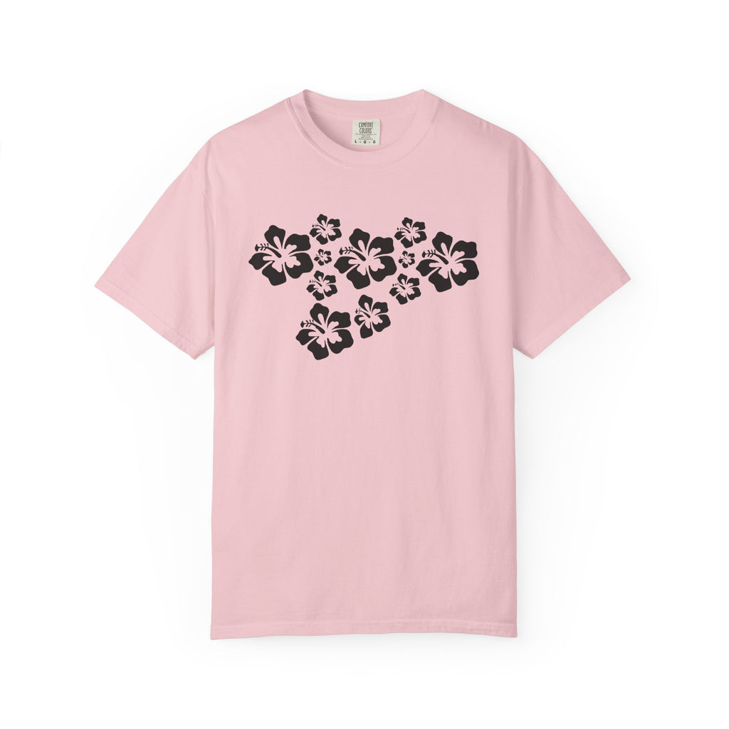 Hibiscus Flowers Tee | Black Hibiscus Cluster Shirt | Tropical Island Flower T-Shirt | Comfort Colors