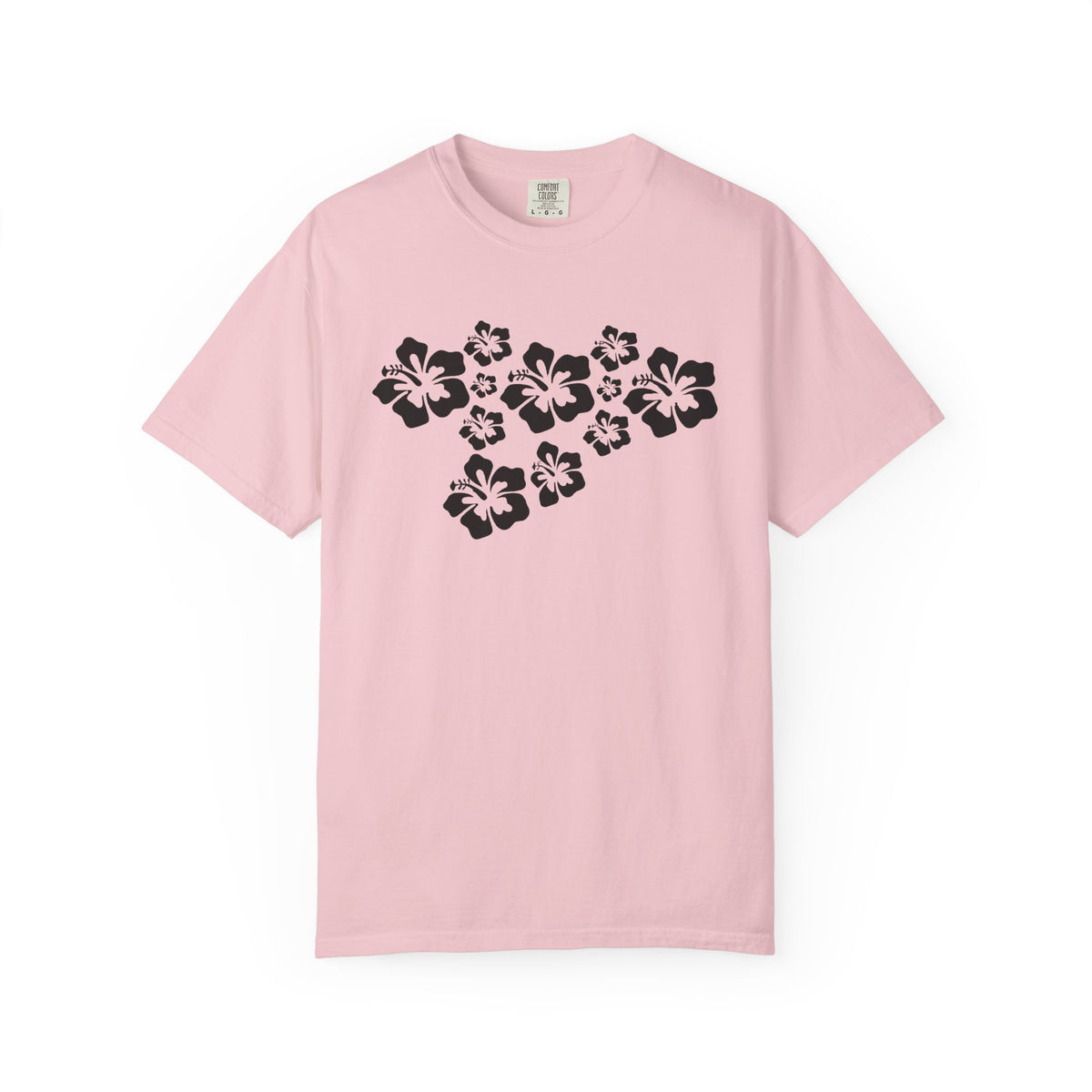 Hibiscus Flowers Tee | Black Hibiscus Cluster Shirt | Tropical Island Flower T-Shirt | Comfort Colors
