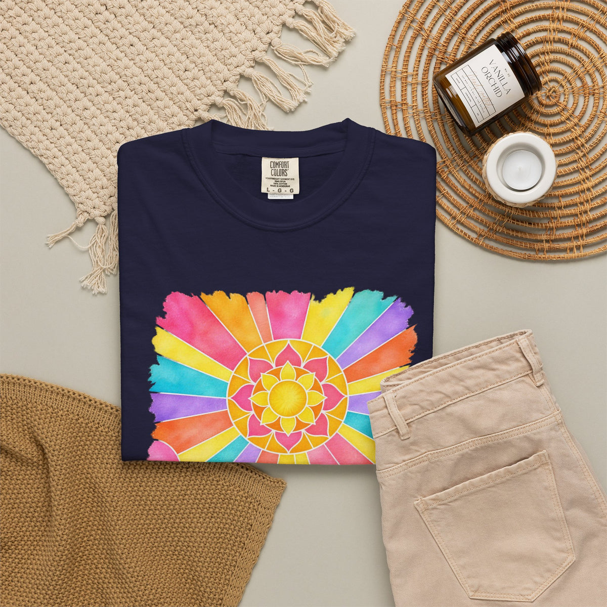 Stained Glass Wave Shirt | Pastel Sunburst Ocean Tee | Comfort Colors T-Shirt