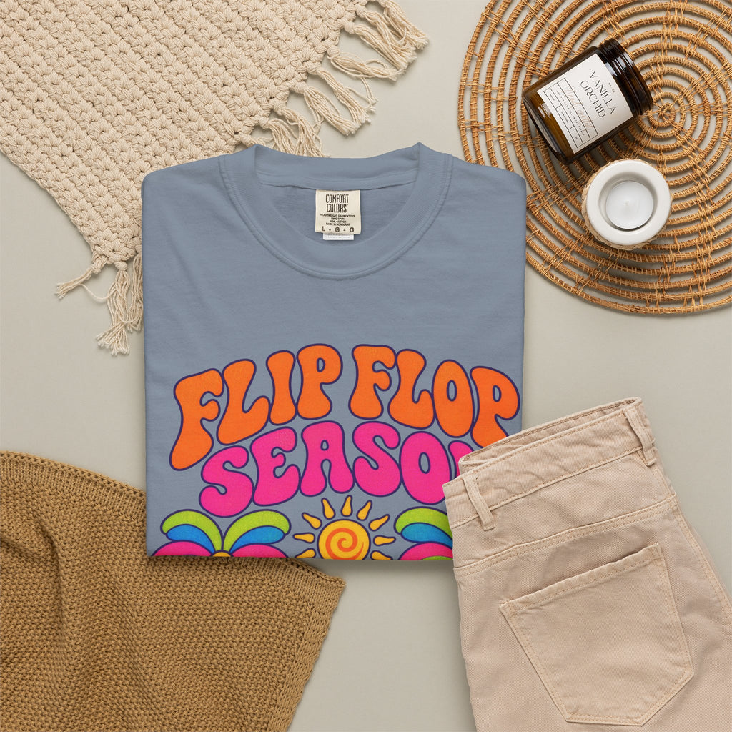 Flip Flop Season Tee | Summer Beach Shirt | Colorful Sandals T-Shirt | Comfort Colors