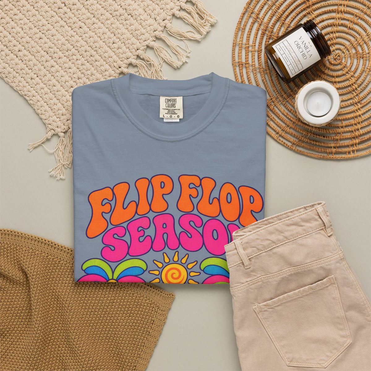 Flip Flop Season Tee | Summer Beach Shirt | Colorful Sandals T-Shirt | Comfort Colors