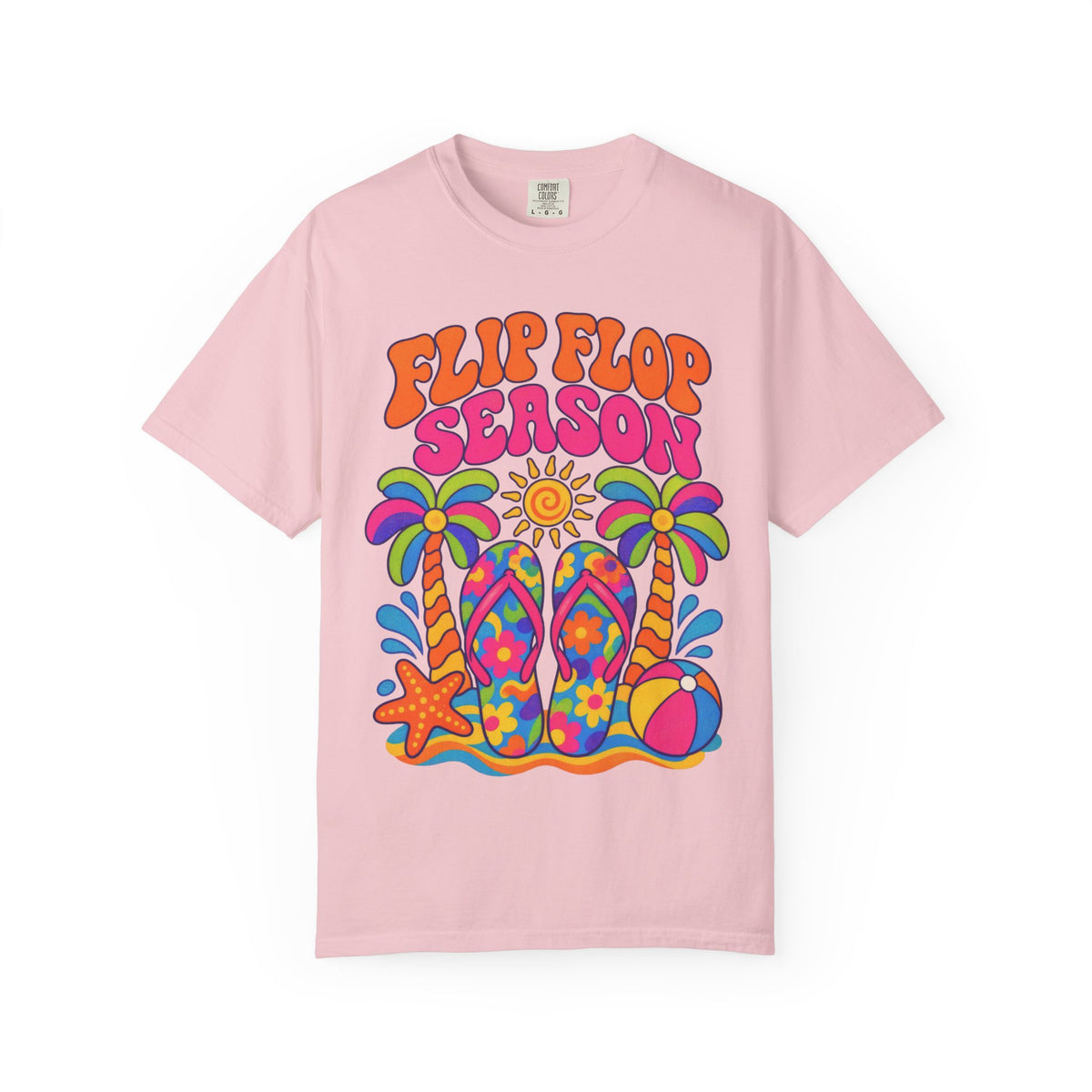 Flip Flop Season Tee | Summer Beach Shirt | Colorful Sandals T-Shirt | Comfort Colors