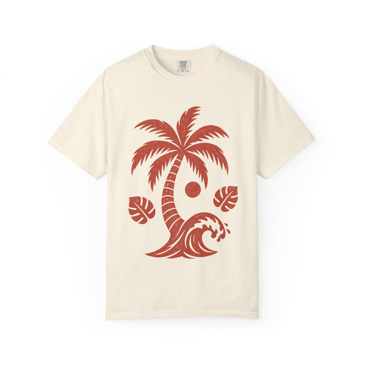 Block Print Palm Wave Shirt | Minimal Palm Tree Tee | Comfort Colors T-Shirt