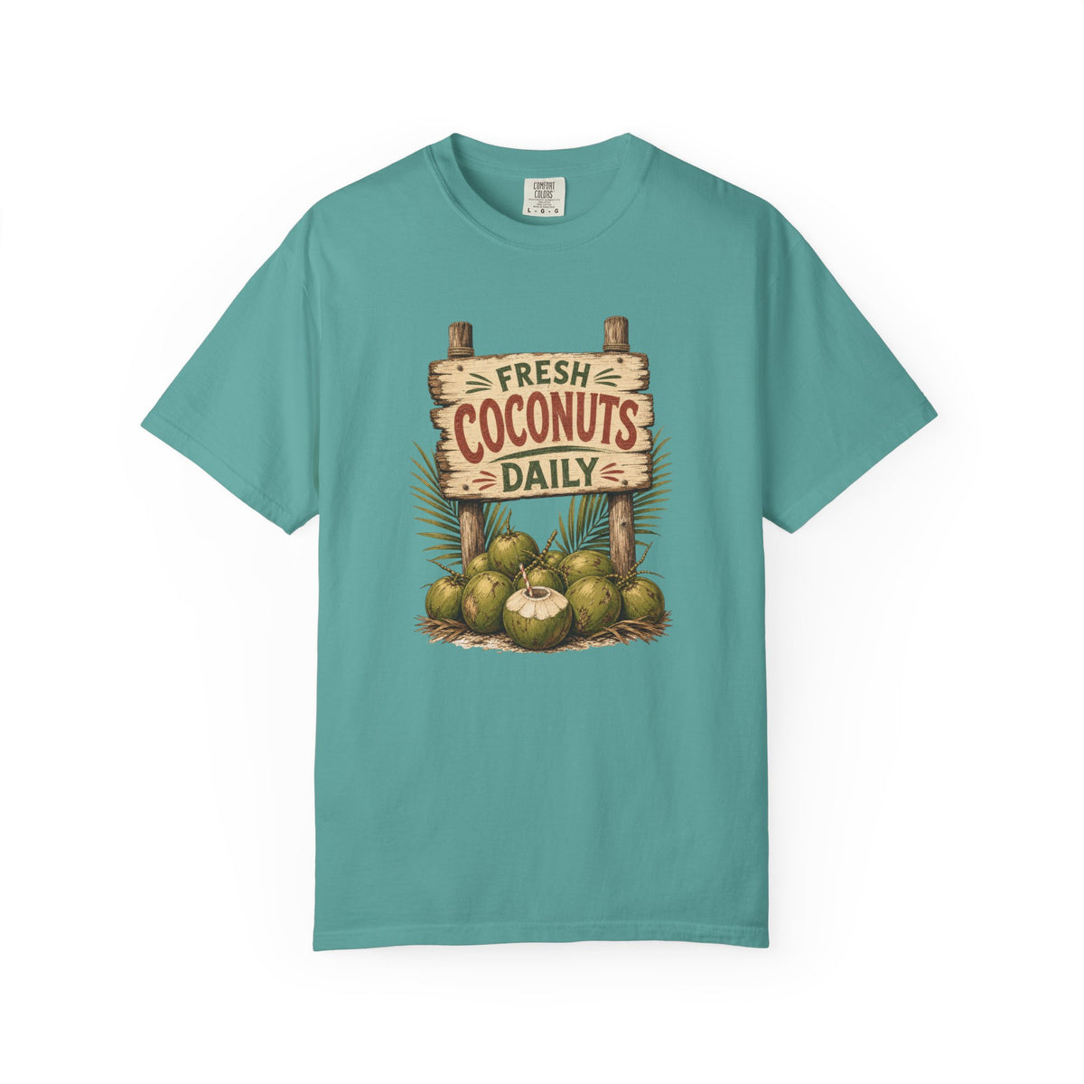 Fresh Coconuts Daily Tee | Vintage Coconut Shirt | Retro Beach T-Shirt | Comfort Colors Gift