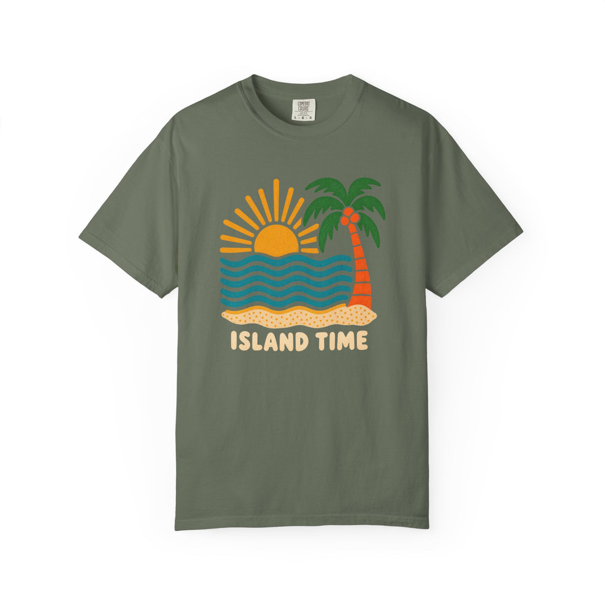 Island Time Tee | Retro Sun Palm Wave Shirt | Tropical Beach T-Shirt | Comfort Colors Gift