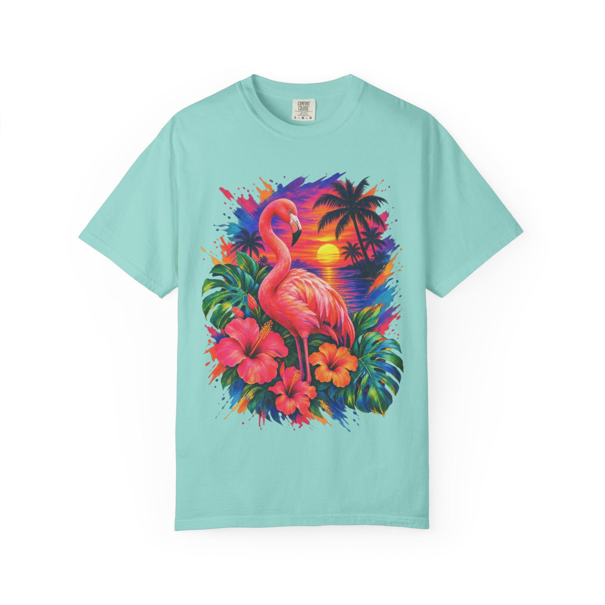 Flamingo Sunset Shirt | Tropical Flamingo Paradise Tee | Comfort Colors T-Shirt