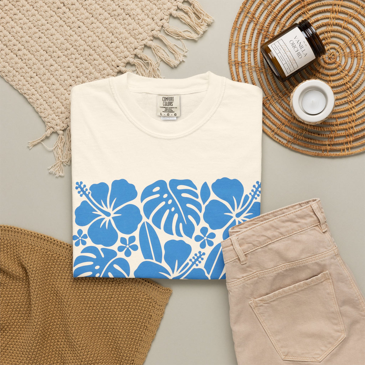 Island State Of Mind Shirt | Hibiscus Monstera Block Tee | Comfort Colors T-Shirt