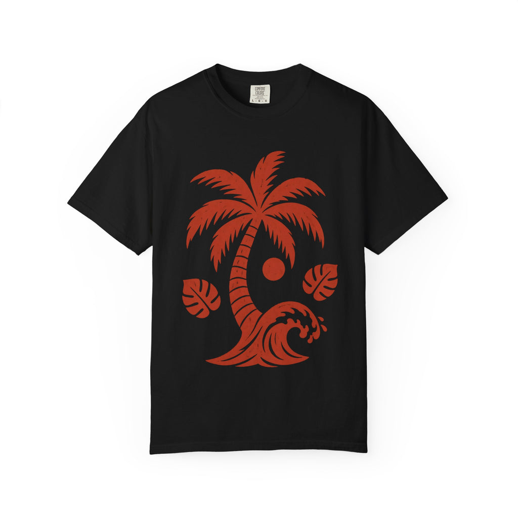 Block Print Palm Wave Shirt | Minimal Palm Tree Tee | Comfort Colors T-Shirt
