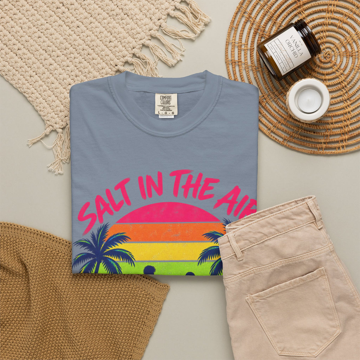 Salt In The Air Tee | Ocean Breeze Shirt | Retro Beach T-Shirt | Comfort Colors