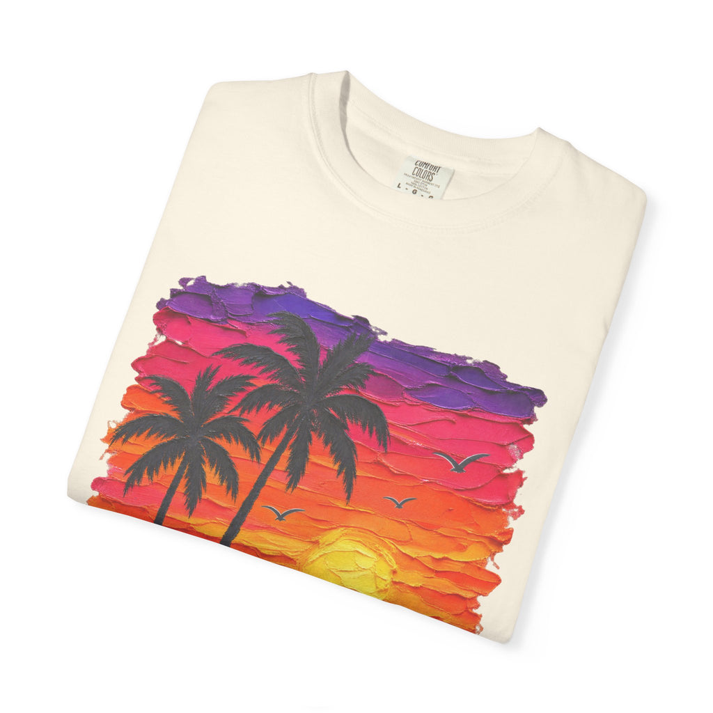 Palm Tree Sunset Shirt | Impasto Painted Beach Tee | Comfort Colors T-Shirt