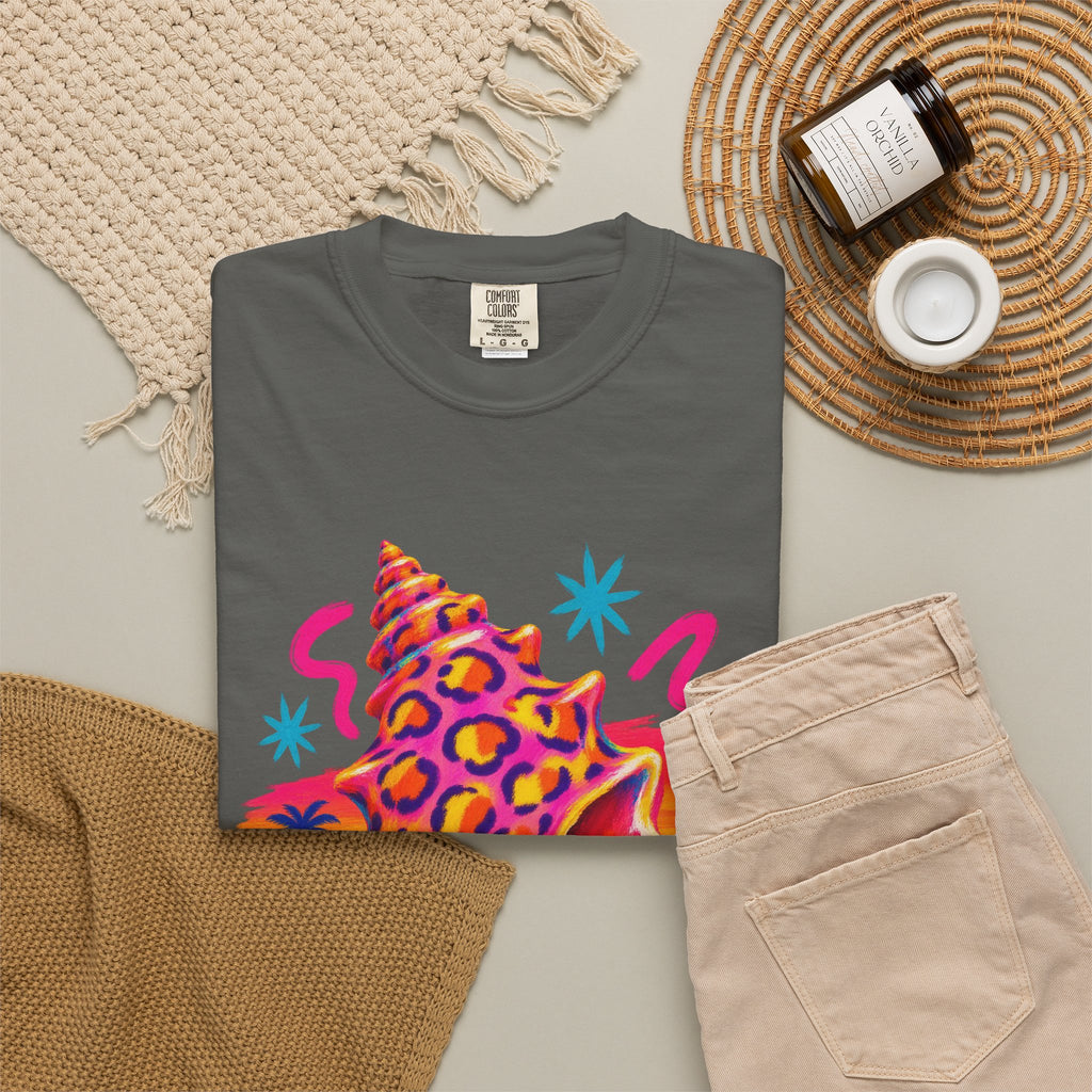 Leopard Conch Shell Shirt | Neon Sunset Beach Tee | Comfort Colors T-Shirt