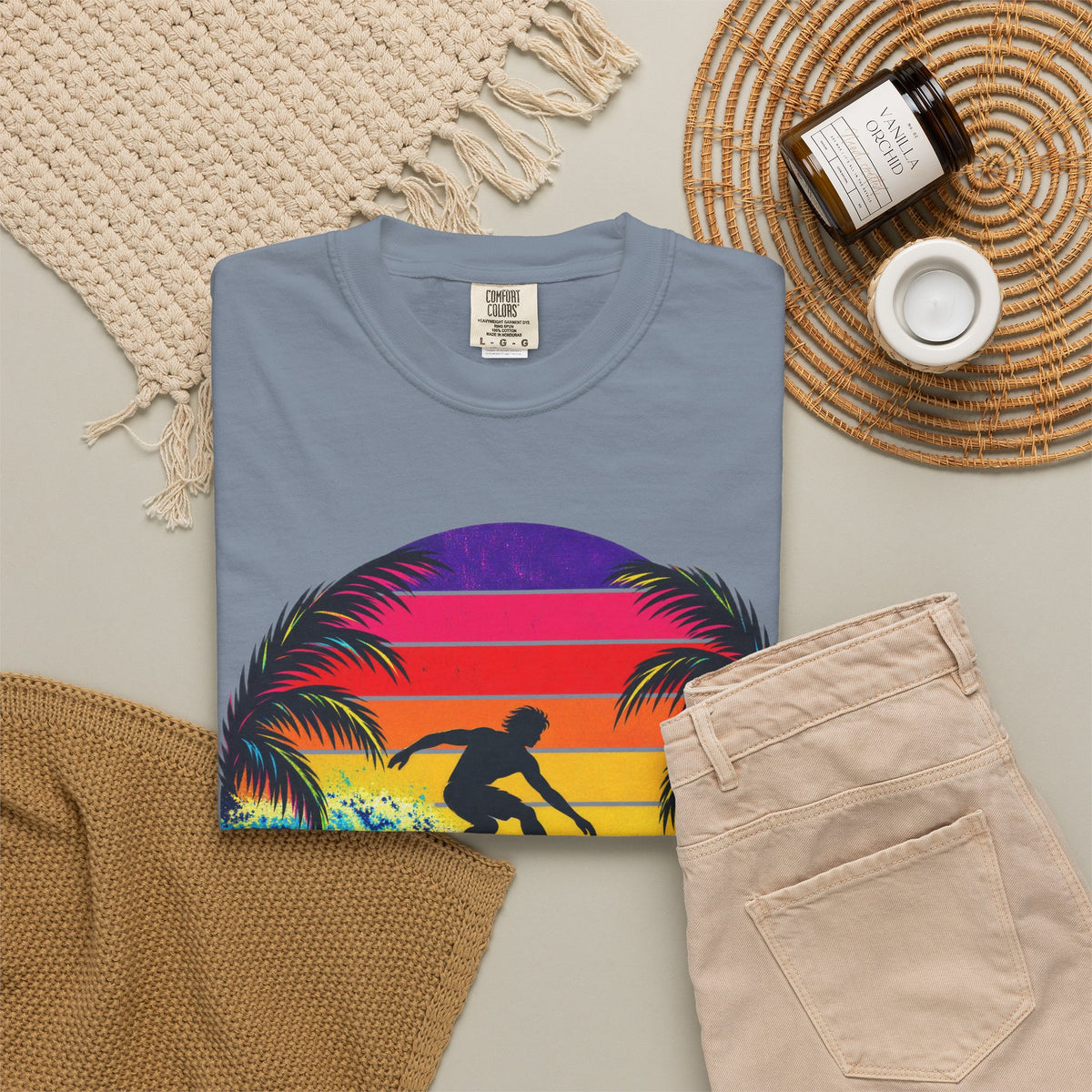Sunset Chaser Tee | Retro Sunset Shirt | Tropical Surf T-Shirt | Comfort Colors