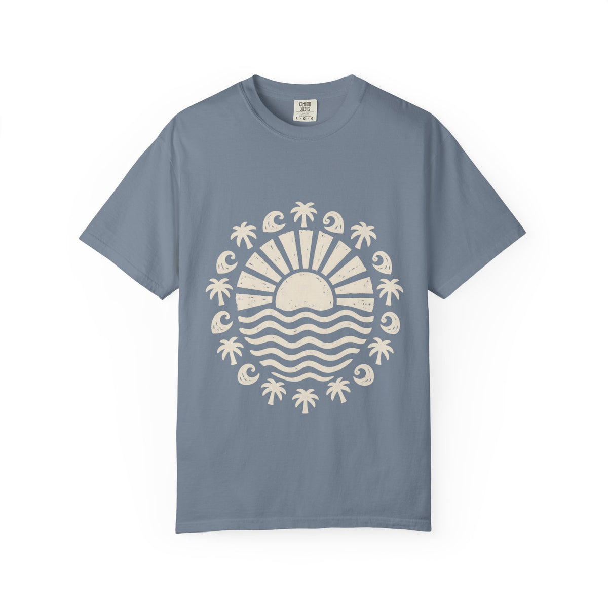 Linocut Sun Wave Shirt | Minimal Palm Medallion Tee | Comfort Colors T-Shirt
