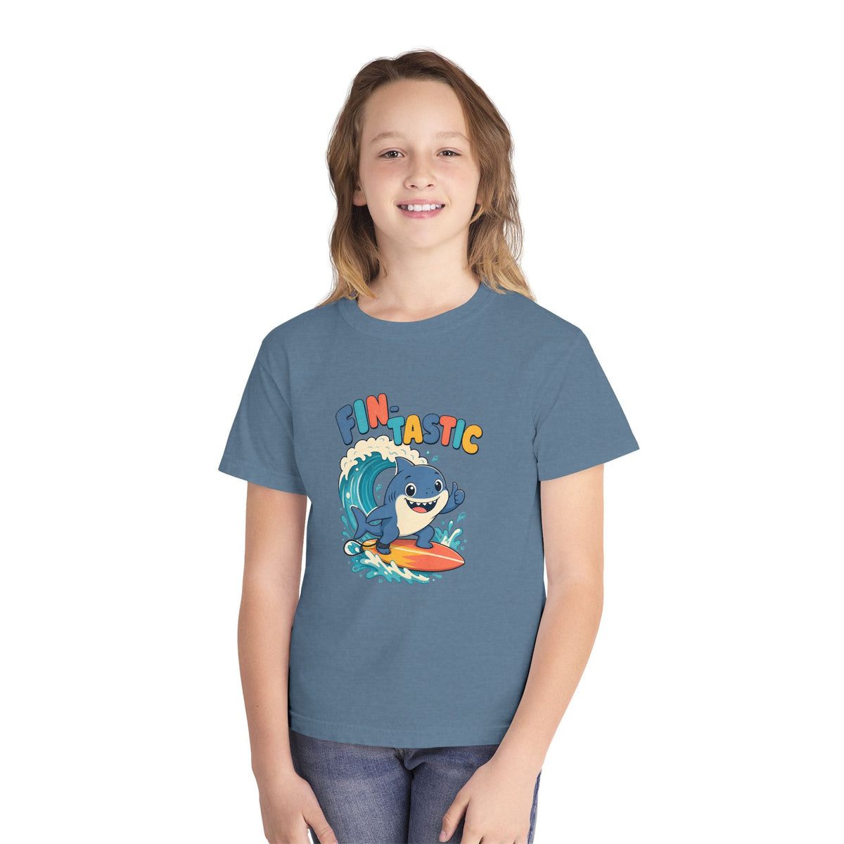 Fin-Tastic Kids Tee | Shark Surf Kids Shirt | Youth Beach T-Shirt | Surf Kid Gift