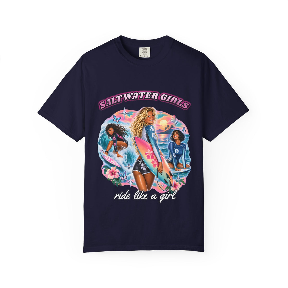 Saltwater Girls Shirt | Ride Like A Girl Surf Tee | Comfort Colors T-Shirt