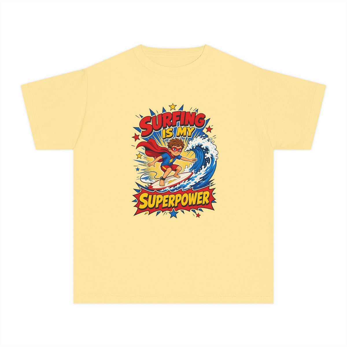 Surfing Is My Superpower Kids Tee | Superhero Surf Kids Shirt | Youth Beach T-Shirt | Surf Kid Gift