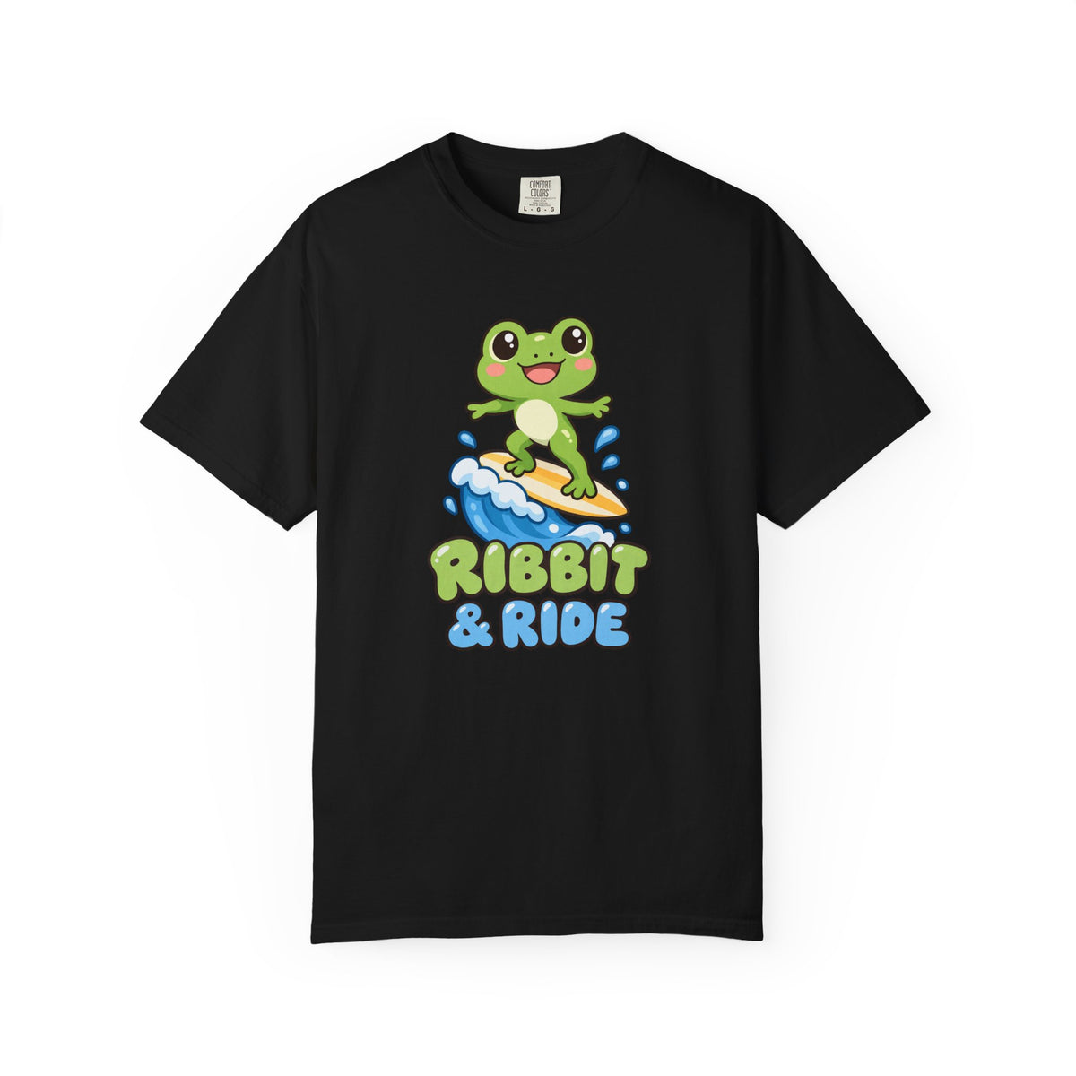 Ribbit and Ride Tee | Cute Surfing Frog Shirt | Funny Frog Surf T-Shirt | Comfort Colors Butter
