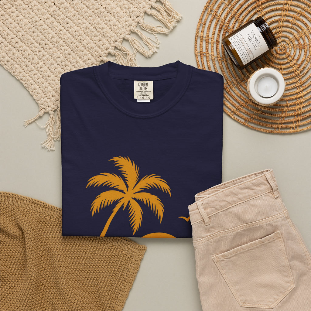 Golden Hour Palm Shirt | Minimal Sunset Wave Lines Tee | Comfort Colors T-Shirt