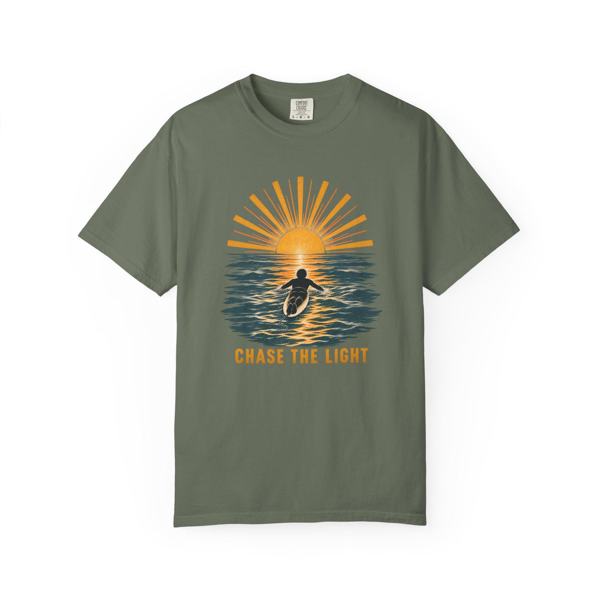 Chase The Light Tee | Sunset Paddle Out Surfer Shirt | Inspirational Surf T-Shirt | Comfort Colors Gift