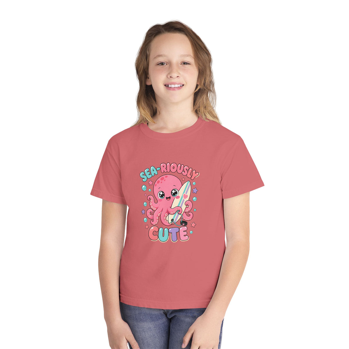 Sea-Riously Cute Kids Tee | Cute Octopus Kids Shirt | Youth Beach T-Shirt | Surf Kid Gift