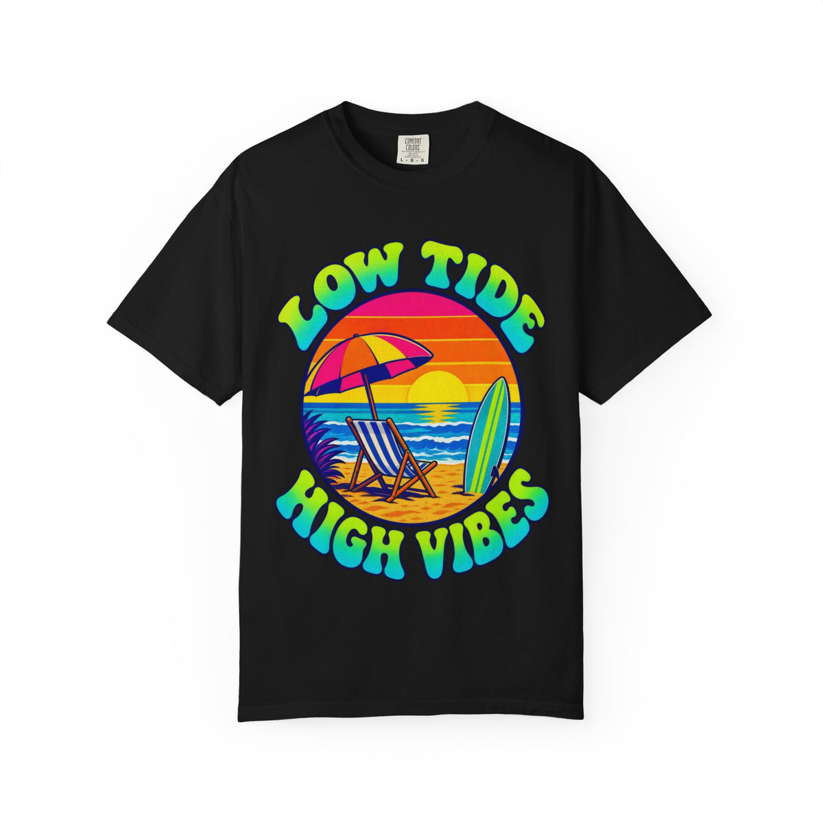 Low Tide High Vibes Tee | Good Vibes Beach Shirt | Colorful Tide Pool T-Shirt | Comfort Colors