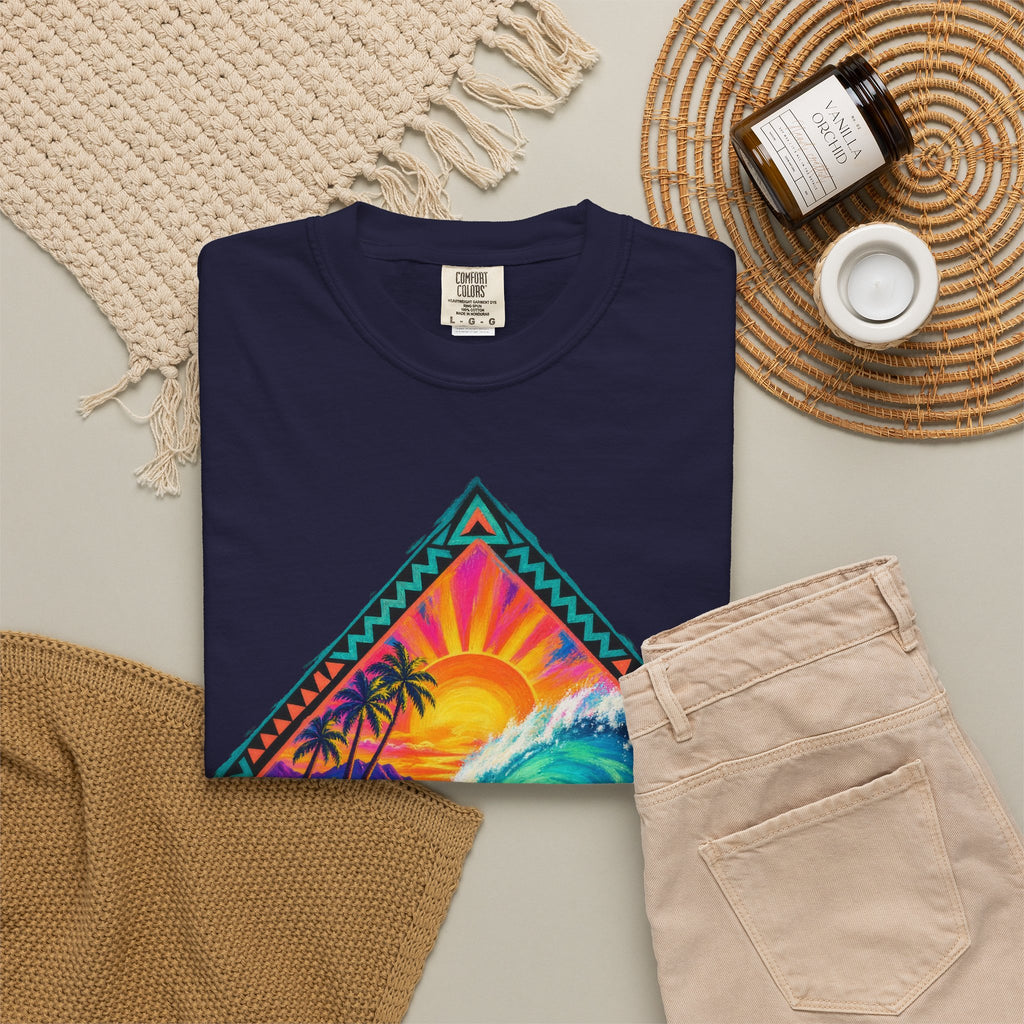 Tribal Barrel Wave Surf Shirt | Polynesian Surfer Tee | Comfort Colors T-Shirt