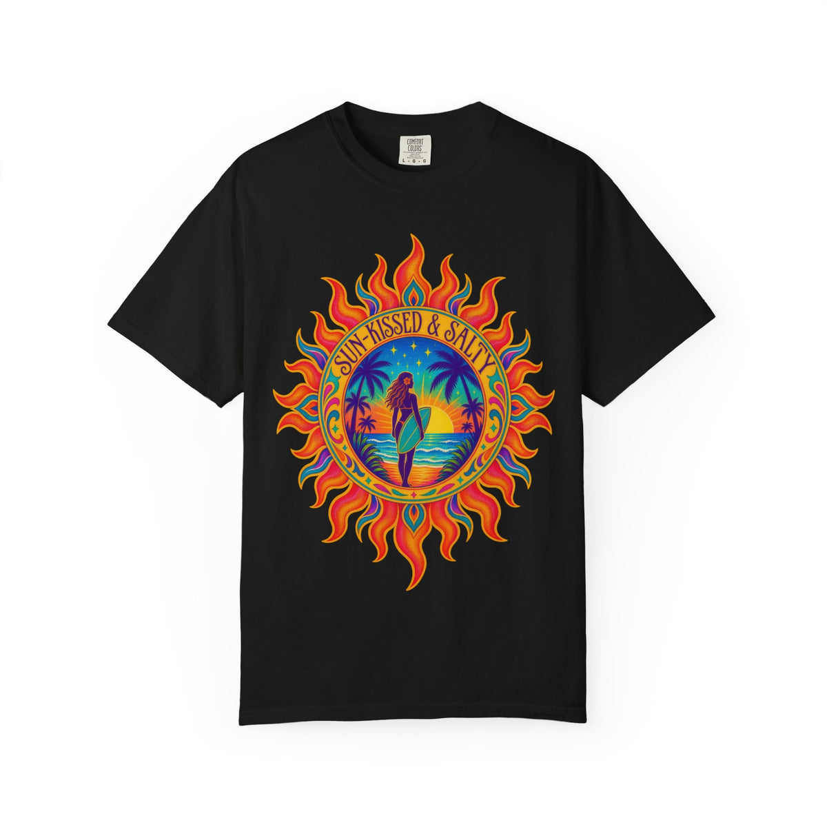 Sun-Kissed & Salty Tee | Sun Mandala Surf Girl Shirt | Boho Beach T-Shirt | Comfort Colors